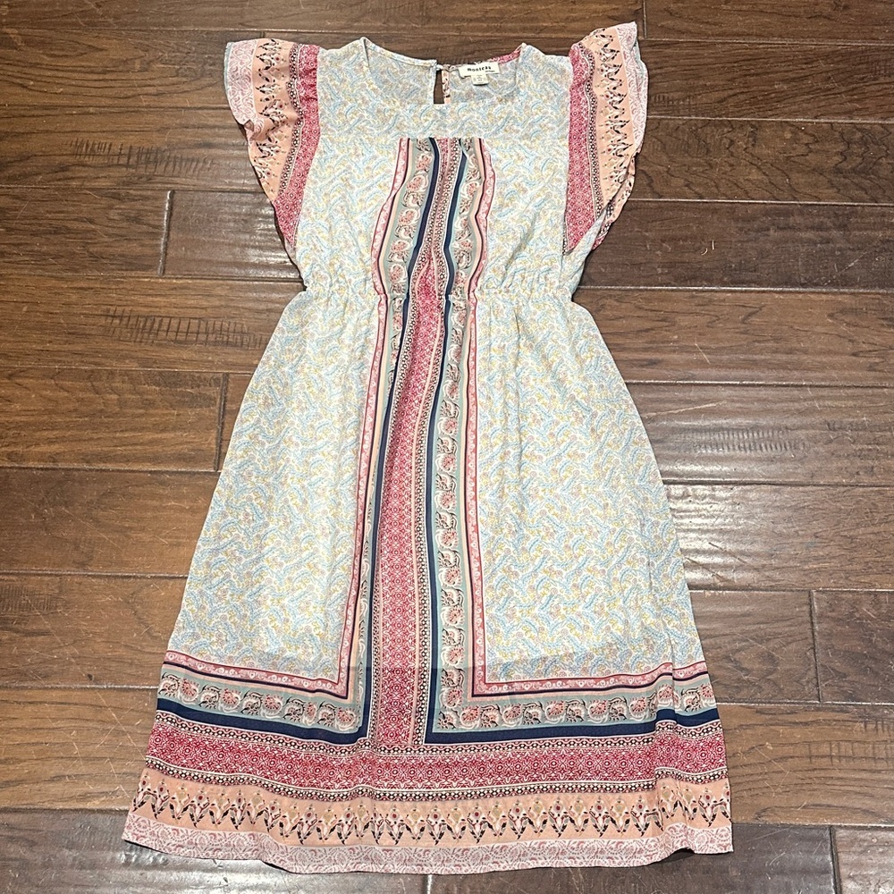 Monteau‎ Multicolor Midi Dress with Floral Accents
